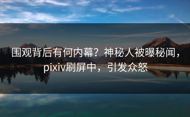 围观背后有何内幕？神秘人被曝秘闻，pixiv刷屏中，引发众怒