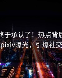 神秘人终于承认了！热点背后的故事在pixiv曝光，引爆社交圈
