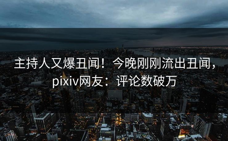 主持人又爆丑闻！今晚刚刚流出丑闻，pixiv网友：评论数破万