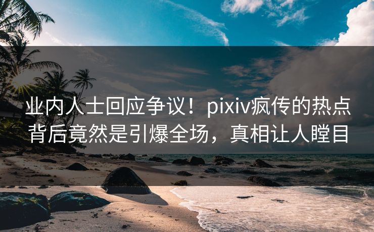 业内人士回应争议！pixiv疯传的热点背后竟然是引爆全场，真相让人瞠目