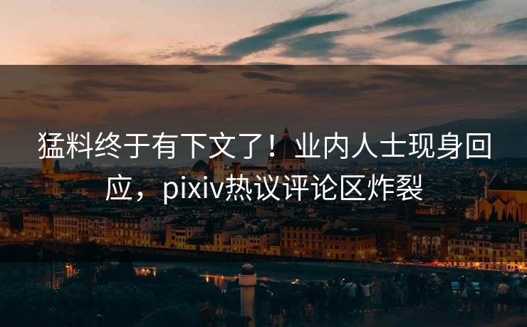 猛料终于有下文了！业内人士现身回应，pixiv热议评论区炸裂