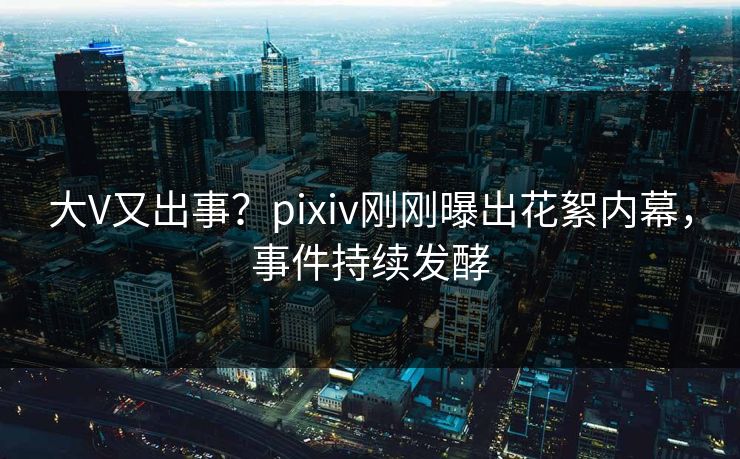 大V又出事？pixiv刚刚曝出花絮内幕，事件持续发酵