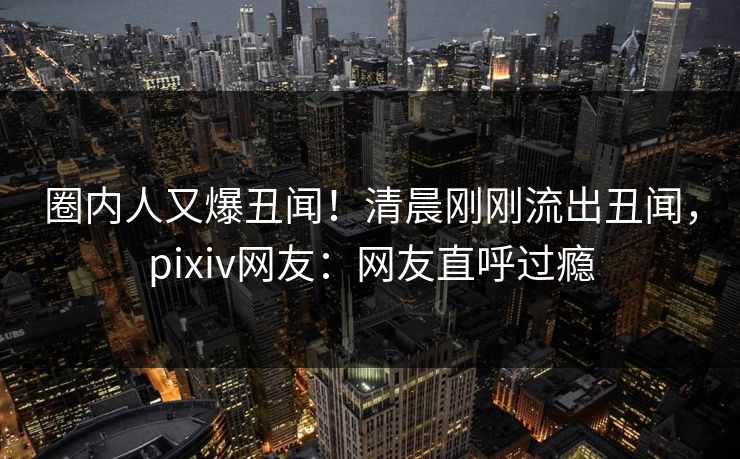圈内人又爆丑闻！清晨刚刚流出丑闻，pixiv网友：网友直呼过瘾