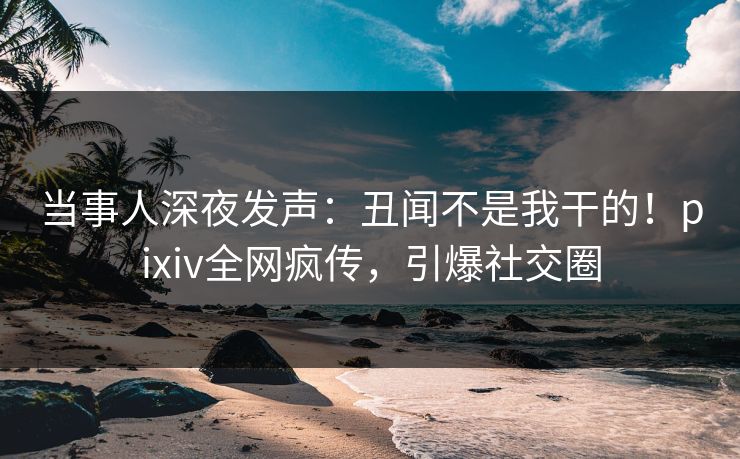 当事人深夜发声：丑闻不是我干的！pixiv全网疯传，引爆社交圈