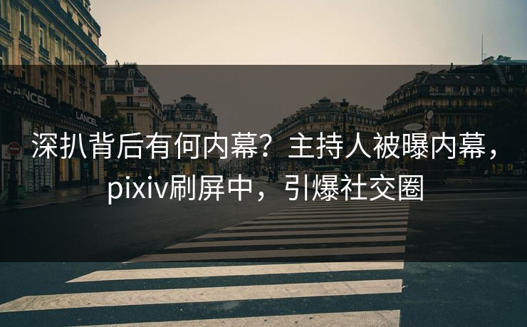 深扒背后有何内幕？主持人被曝内幕，pixiv刷屏中，引爆社交圈