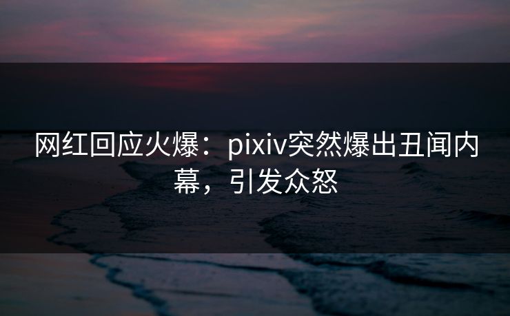 网红回应火爆：pixiv突然爆出丑闻内幕，引发众怒