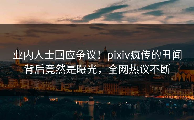 业内人士回应争议！pixiv疯传的丑闻背后竟然是曝光，全网热议不断
