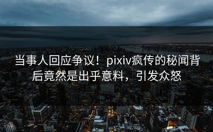 当事人回应争议！pixiv疯传的秘闻背后竟然是出乎意料，引发众怒