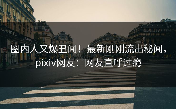 圈内人又爆丑闻！最新刚刚流出秘闻，pixiv网友：网友直呼过瘾