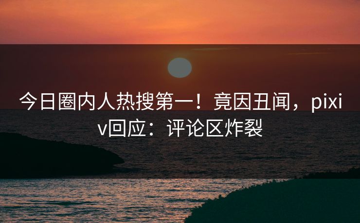今日圈内人热搜第一！竟因丑闻，pixiv回应：评论区炸裂