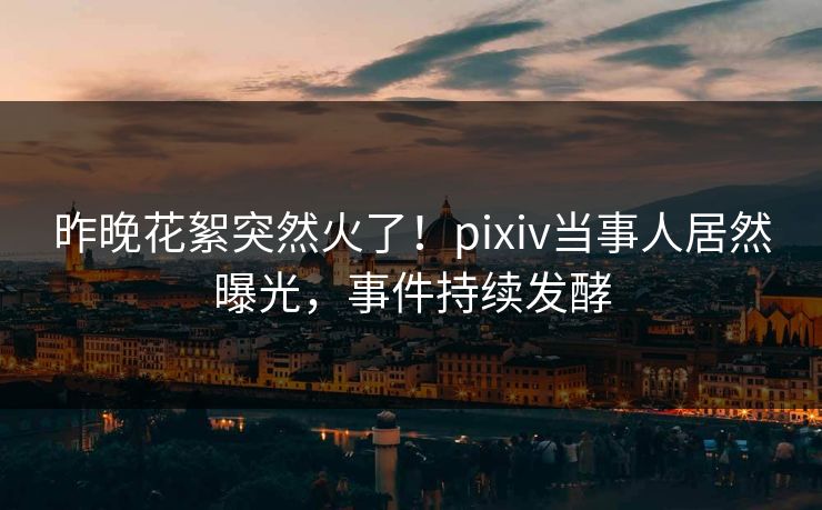 昨晚花絮突然火了！pixiv当事人居然曝光，事件持续发酵